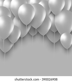 Illustration Holiday Background with White Balloons - Vector