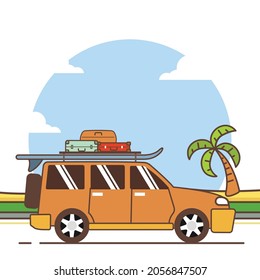 Illustration for holiday with car
