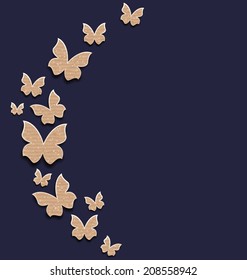 Illustration holiday card with carton paper butterflies - vector