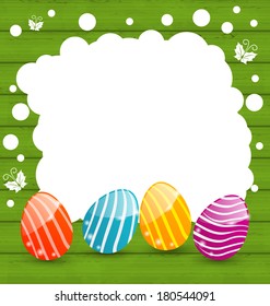 Illustration holiday card with Easter colorful eggs - vector