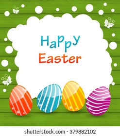 Illustration Holiday Card with Easter Colorful Eggs - Vector