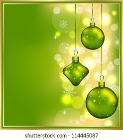 Illustration holiday glowing invitation with Christmas balls - vector