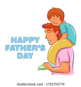 illustration of holiday greetings background for Happy Father's Day with kid with father showing togetherness