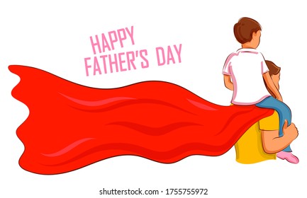 illustration of holiday greetings background for Happy Father's Day with kid with father showing togetherness