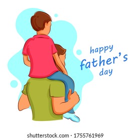 illustration of holiday greetings background for Happy Father's Day with kid with father showing togetherness