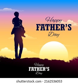 illustration of holiday greetings background for Happy Father's Day with kid with father showing togetherness