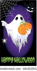 Illustration for the holiday halloween, pumpkin, spider, ghost