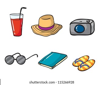 illustration of holiday objects on a white background