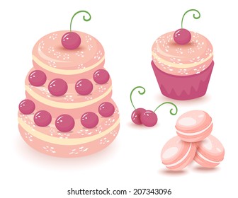 Illustration Holiday sweets with cherries