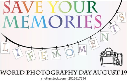 Illustration of the holiday World Photography Day August 19. EPS 10.