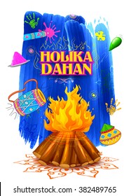 illustration of Holika Dahan (Burning Holika, the devil) background for Holi celebration