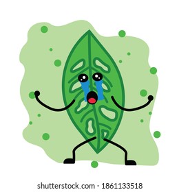 illustration of hollow leaf characters from ornamental plants, crying