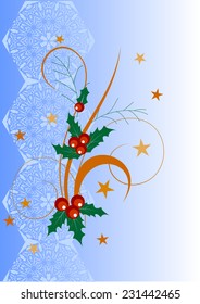 Illustration of a holly berries on abstract background