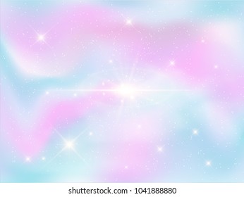 Illustration of holographic fantasy background and pastel color.