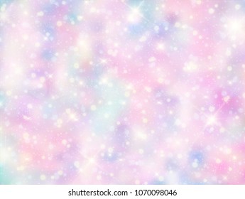 Illustration of holographic fantasy rainbow background and pastel color.
