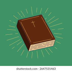 Illustration of a Holy Bible displayed prominently against a stunning, radiant background