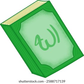 Illustration of the holy book Al Quran icon with a green cover