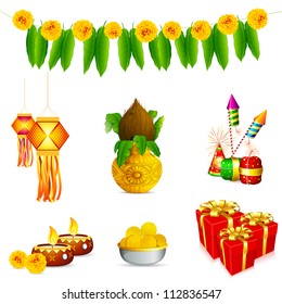 illustration of holy object and decoration for Indian festival