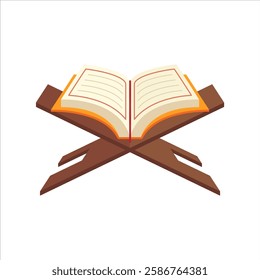 Illustration of the Holy Qur'an. religious book vector. Open book on the table. book lover and likes to read