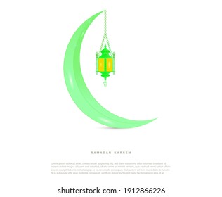 illustration du saint Ramadan Kareem avec croissant de symboles islamiques à motif arabe et lanterne pour l'Aïd Moubarak. Carte de voeux de Ramadan Kareem.