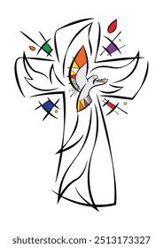 An Illustration of Holy Spirit. Hand drawn vector illustration or drawing of the Holy Spirit in color line art