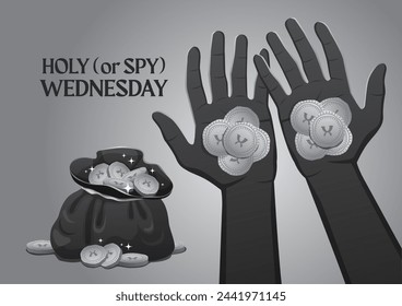 An illustration of holy wednesday or spy wednesday during which Judas Iscariot act as a spy for the Sanhedrin