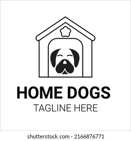 illustration home dog log design vector 