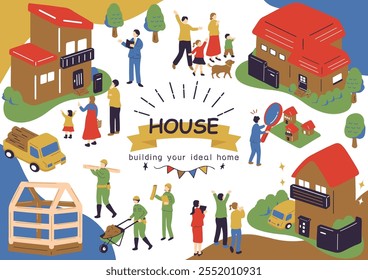 Illustration of a home and family