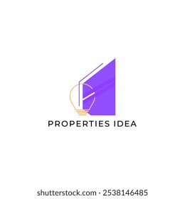 ILLUSTRATION HOME IDEA. RESIDENTIAL BUILDING SIMPLE MINIMALIST GEOMETRIC LOGO ICON PURPLE ORANGE COLOR DESIGN VECTOR. GOOD FOR REAL ESTATE, PROPERTY INSDUSTRY