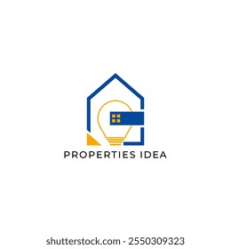 ILUSTRACIÓN HOME IDEA. EDIFICIO RESIDENCIAL SIMPLE MINIMALISTA GEOMÉTRICO LOGO ICONO AZUL NARANJA COLOR DISEÑO VECTOR. BUENO PARA LA INDUSTRIA INMOBILIARIA, INMOBILIARIA