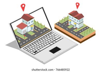 illustration of home marketing concept with isometric design