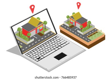 illustration of home marketing concept with isometric design
