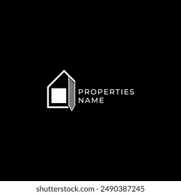 ILLUSTRATION HOME WITH PENCIL LINE DESIGN. ARCHITECTURE BUILDING SIMPLE MINIMALIST GEOMETRIC LOGO WHITE COLOR IN BLACK BACKGROUND ICON TEMPLATE VECTOR. GOOD FOR YOUR BUSINESS