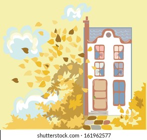 Illustration of home and tree