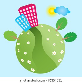 illustration of home and tree earth