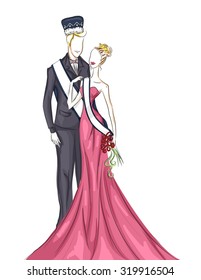 Illustration of a Homecoming Couple on Their Coronation Night