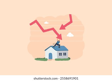 An illustration of homeowners struggling to manage mortgage debt during an economic recession. The visual captures resilience, financial challenges, and the pursuit of stability amidst rising costs.