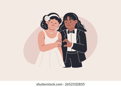 Ilustração de Casal Lésbico Homossexual Casamento