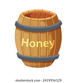 Illustration of honey in barrel. Vector illustration