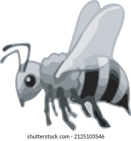 illustration of honey bee flying freely in nature