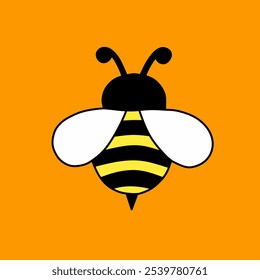Ilustración de un insecto de abeja de miel aislado en un fondo naranja