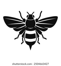Illustration of honey bee in monochrome style. Design element for logo, sign, emblem. Vector illustration 