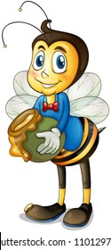 illustration of a honey bee on a white background