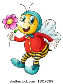 illustration of a honey bee on a white background