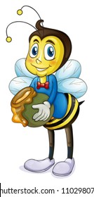 illustration of honey bee on a white background