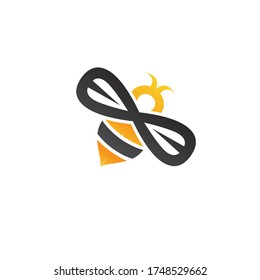 Illustration of honey bee product logo with a honeycomb made modern.