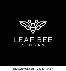 Illustration Honey Bee Wasp and Flower Floral Petals logo design template with Simple Line Art Style.