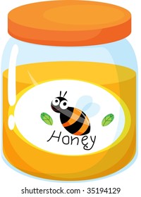 illustration of honey bottle on white