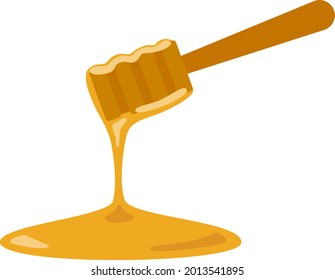 Illustration of honey dipper and honey.
