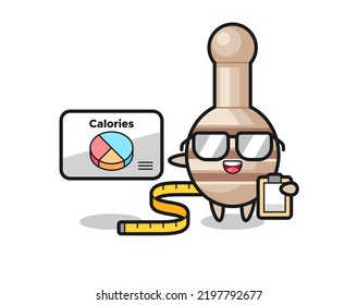 Illustration of honey dipper mascot as a dietitian , cute design
